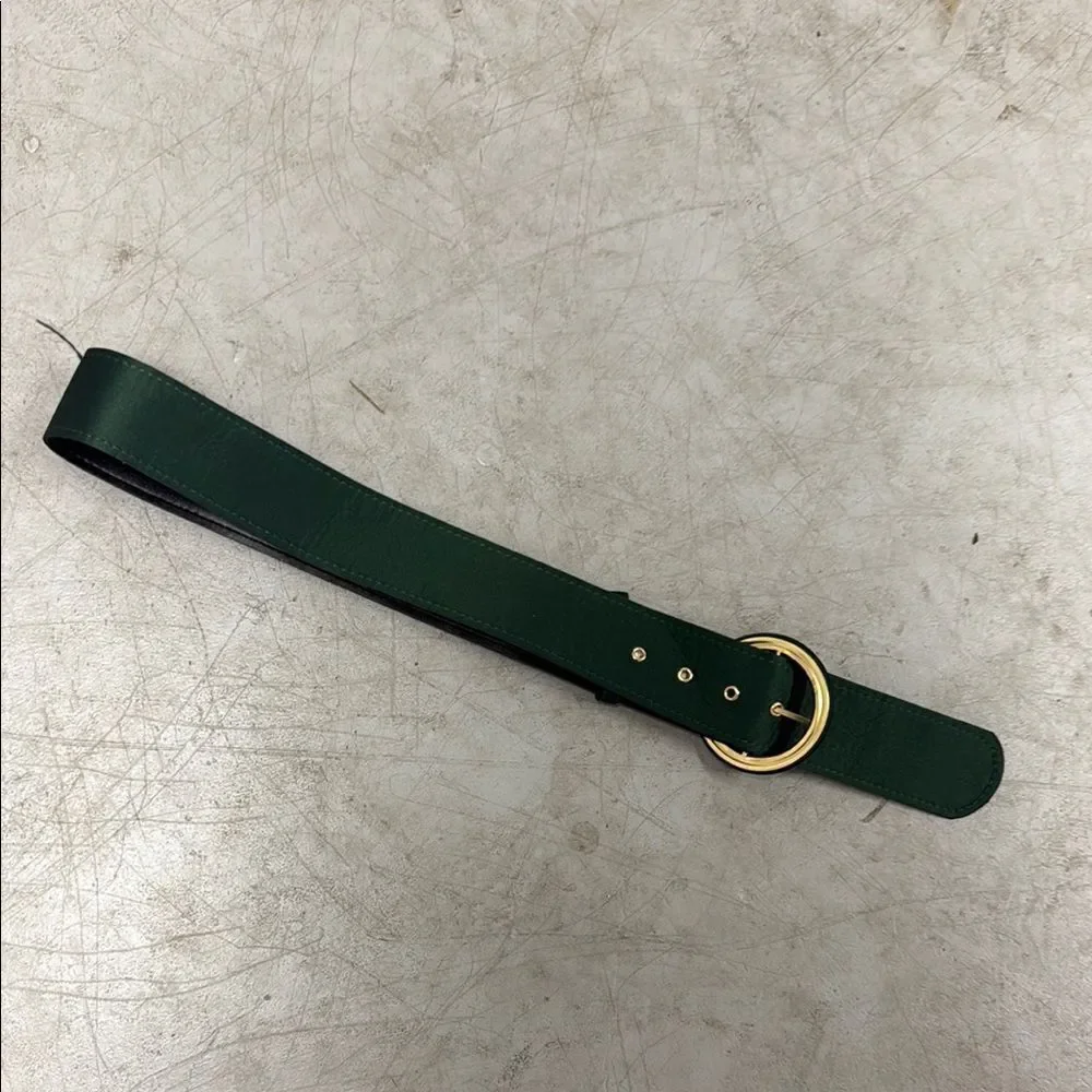 NICHOLAS Green Leather Belt with Brass Buckle - Lightweight Belt NWOT